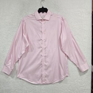 Joseph Abboud Men's Button-Up Dress Shirt Pink Long Sleeve Size 17.5 Neck 34/35